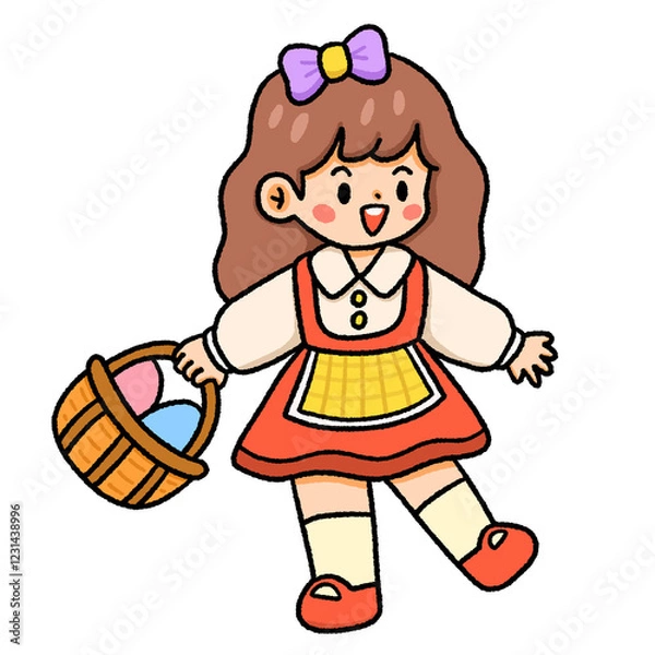 Fototapeta Easter eggs celebration , Cute bunny rabbits with Easter eggs . Easter day