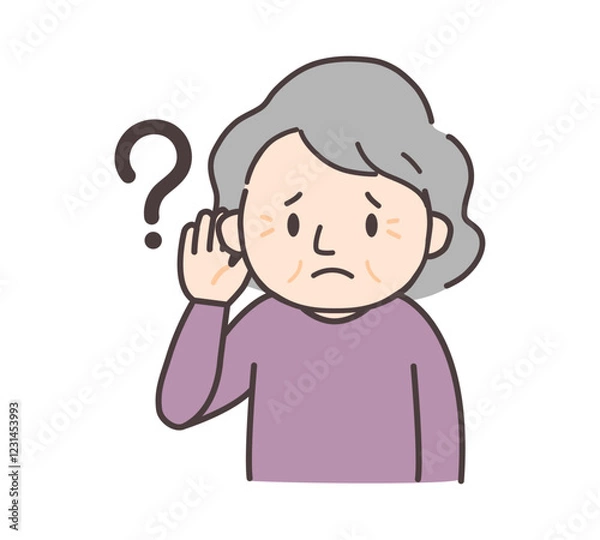 Fototapeta 耳が聞こえにくいシニア女性の困った表情