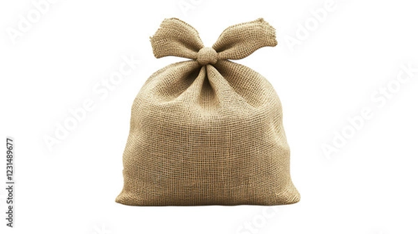 Fototapeta Small burlap sack tied at the top, ideal for rustic decorations or storage solutions in homes and events