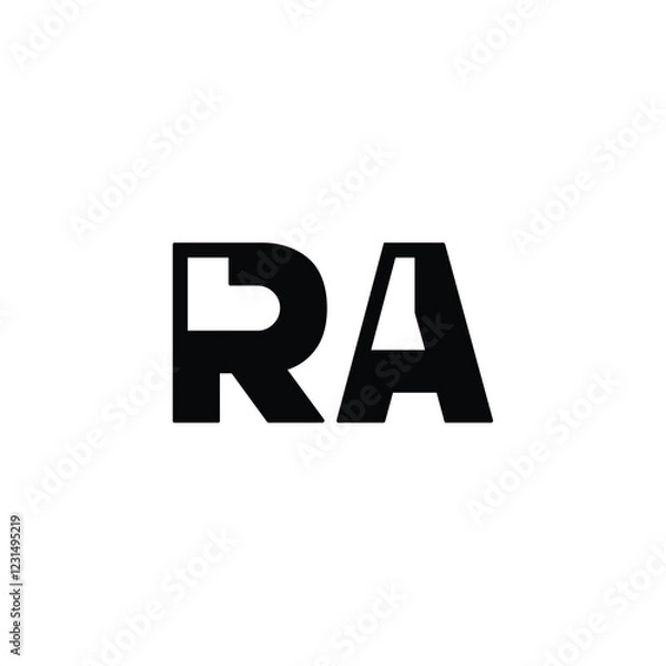 Fototapeta RA monogram logo design letter text name symbol monochrome logotype alphabet character simple logo