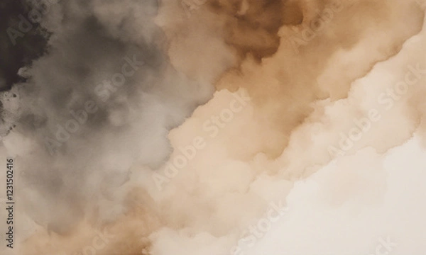 Obraz Light dusty soft pastel color shade. Brown sepia beige nude gray white abstract watercolor pattern. Elegant art background. Paper brush stain splash.