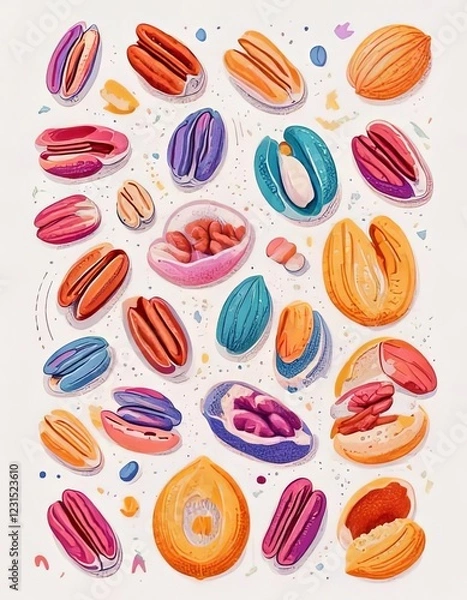 Obraz Illustrated Assortment of Pecans and Nuts