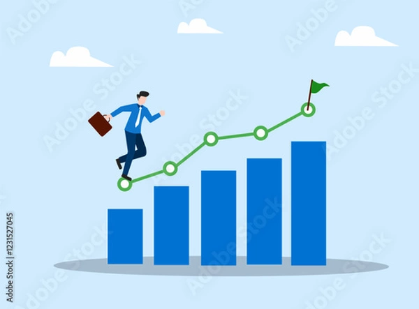 Fototapeta business person with graph chart progress