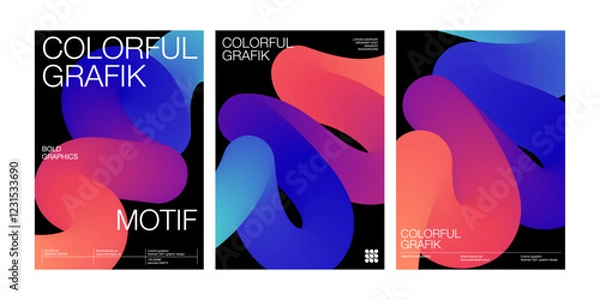 Obraz abstract liquid gradient realistic background cover fluid wave curve bold line colorful modern style wavy blend effect layout collection poster template
