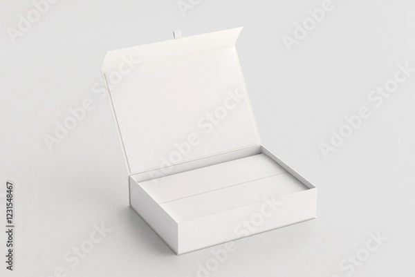 Obraz Opened magnetic gift box with paper mockup 3d rendering
