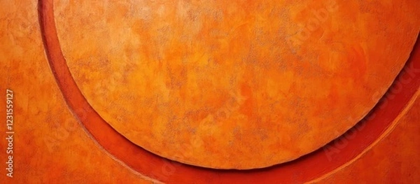 Fototapeta Curved orange cement wall texture close up with vibrant rich hues highlighting smooth surface and dynamic circular patterns for design enhancement