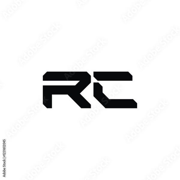 Fototapeta RC monogram logo design letter text name symbol monochrome logotype alphabet character simple logo
