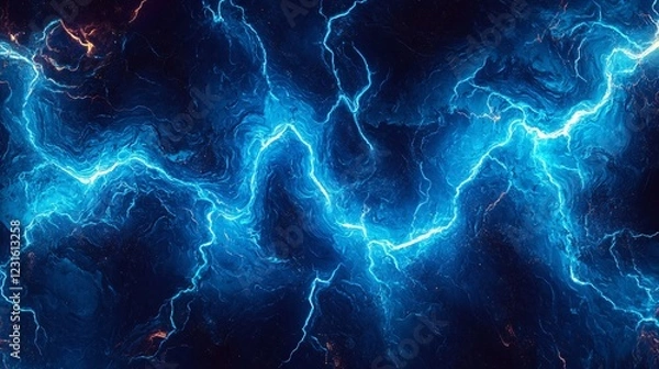 Obraz A vector illustration of an electric eel skin texture with pulsing blue lightning veins across its surface.