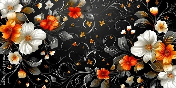 Fototapeta 3d seamless flower pattern background