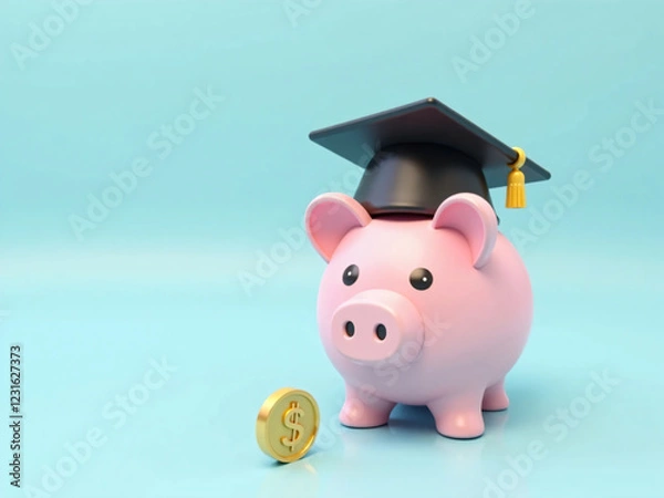 Fototapeta Achieving Dreams: Saving for Graduation with a Piggy Bank
