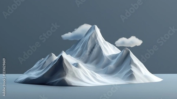 Fototapeta Abstract Minimalist Mountain Landscape: 3D Render of Serene Peaks