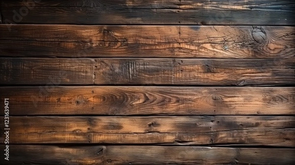 Fototapeta Old Dark Wooden Cracked Planks Texture Background with Rustic Charm