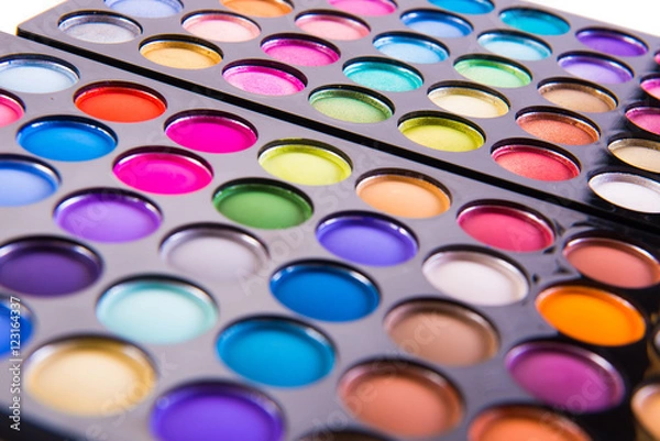 Fototapeta Set of colourful shadow for make-up isolated on white