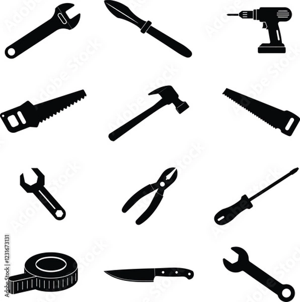 Fototapeta Set of Build and construction icon element. Containing crane, building, land, excavator, maintenance, contractor, worker, architecture and more. Solid icons vector collection.on white