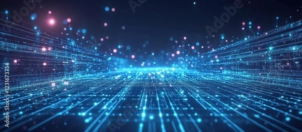 Fototapeta Digital Data Stream Flowing Through Cyberspace