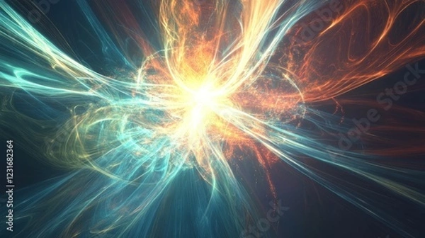 Fototapeta Abstract explosion of colors and light, representing energy and creativity.