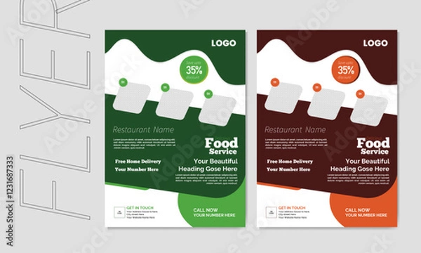 Obraz Modern and new   restaurant  menu food flyer Design  A4 size . Food delivery flyer pamphlet brochure design vector template.   