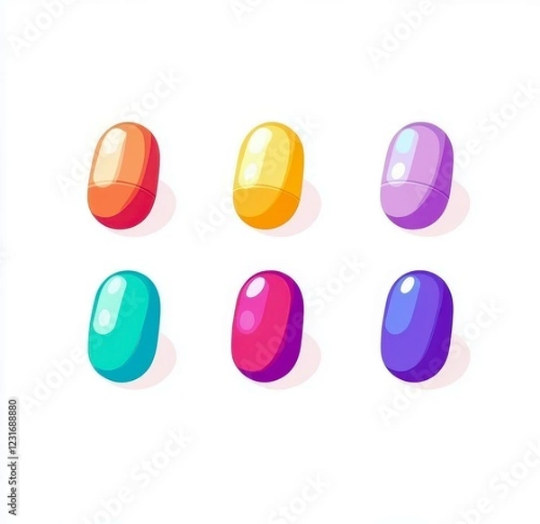 Obraz Colorful and Vibrant Capsules Displayed on a Bright Background Perfect for Pharmacy, Health, and Wellness Themes in Creative Designs