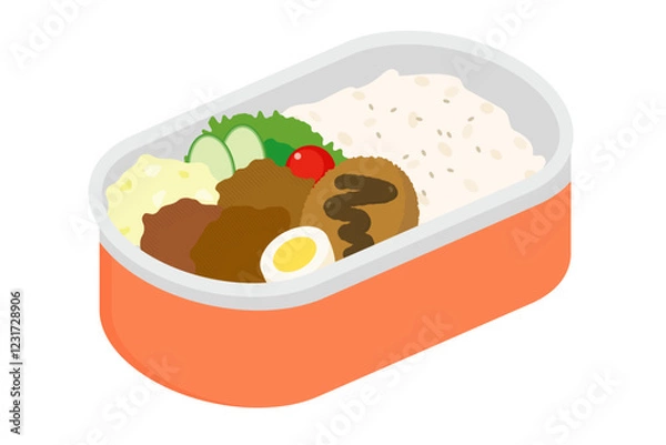 Obraz 唐揚げとコロッケのお弁当