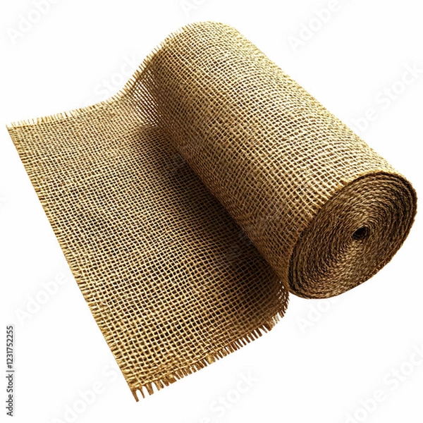 Fototapeta Burlap roll, rustic texture, craft supply