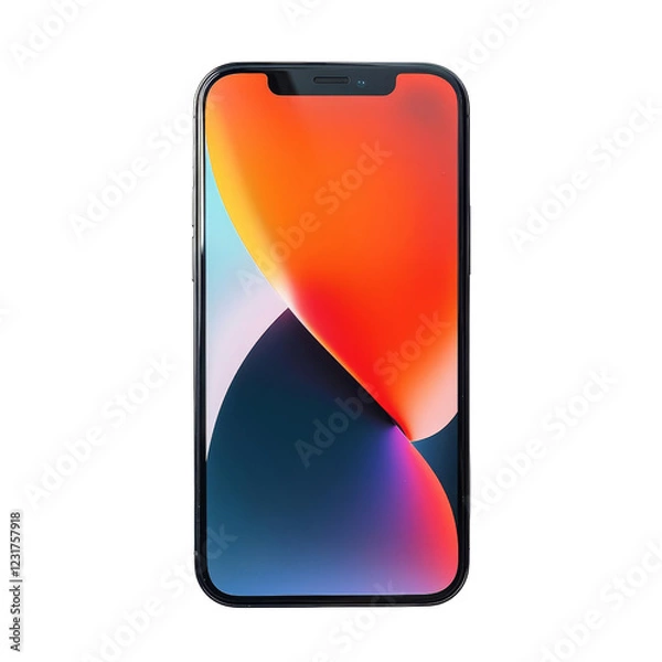 Obraz Modern smartphone with vibrant display, featuring a sleek design and edge-to-edge screen, ideal for technology and mobile device-related content.