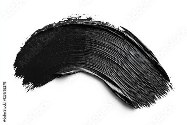 Fototapeta Black paint stroke displays smooth texture and deep color on a white background during a creative art project