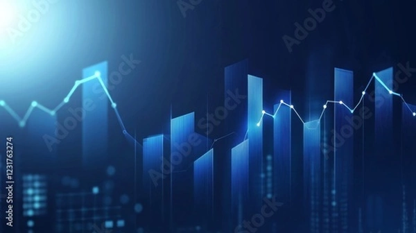 Fototapeta Abstract Financial Chart Showing Stock Market Growth and Decline