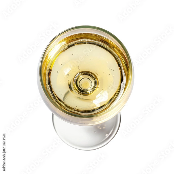 Obraz Top view of a glass of white wine, highlighting its golden hues and clarity. Perfect for culinary, beverage, and lifestyle concepts.