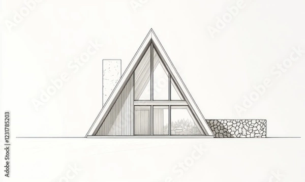 Fototapeta A Frame House Architectural Design Sketch