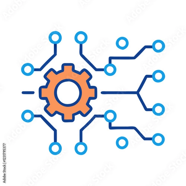 Fototapeta Machine Learning Icon Vector Illustration AI Technology Data Science Graphics