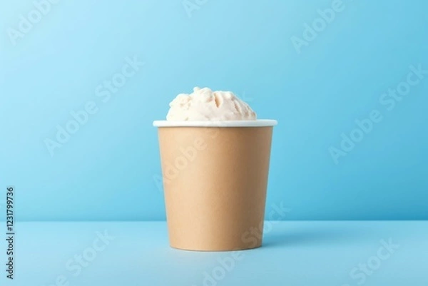 Fototapeta Creamy ice cream served in a disposable cup, perfect for a refreshing treat on a summer day
