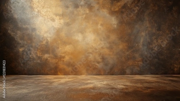 Fototapeta Textured brown and gold abstract background with soft gradient transitions