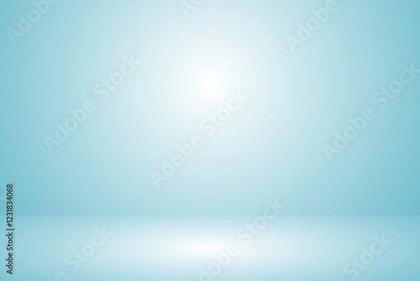 Obraz Empty blue soft smooth blur 3d room background, studio background in light blue gradient color, backdrop for display product, vector illustration