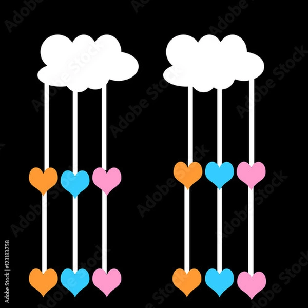 Fototapeta Clouds raining hearts abstract