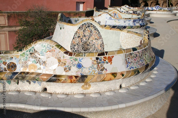 Obraz mosaic bench in guell park.