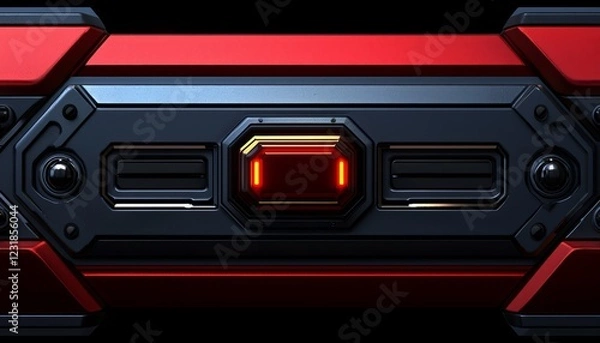 Obraz Futuristic Red And Black Panel With Illuminated Detail