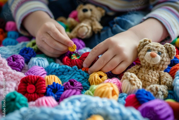 Obraz Plush handmade toys on shelf made generative AI