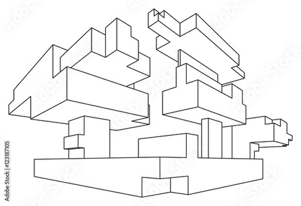 Fototapeta Rectangular shape in two point perspective
