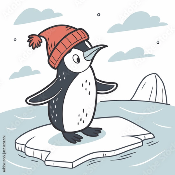 Fototapeta A penguin with a hat
