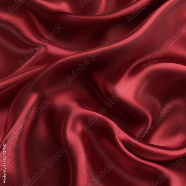 Fototapeta Claret Red silk satin fabric. Elegant abstract background. Liquid wave effect or silk with soft wavy folds.