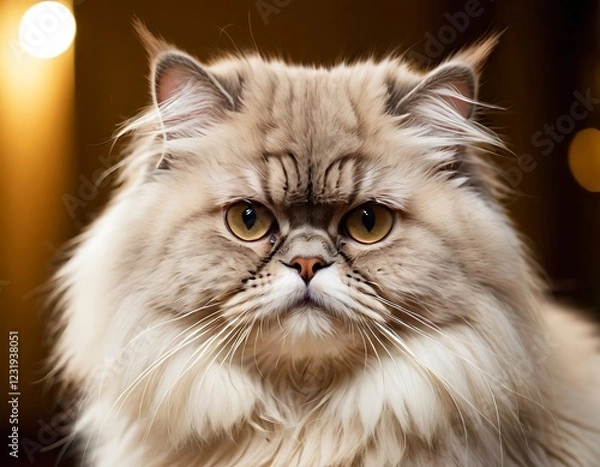 Fototapeta A fluffy Persian cat looking gracefully into the camera