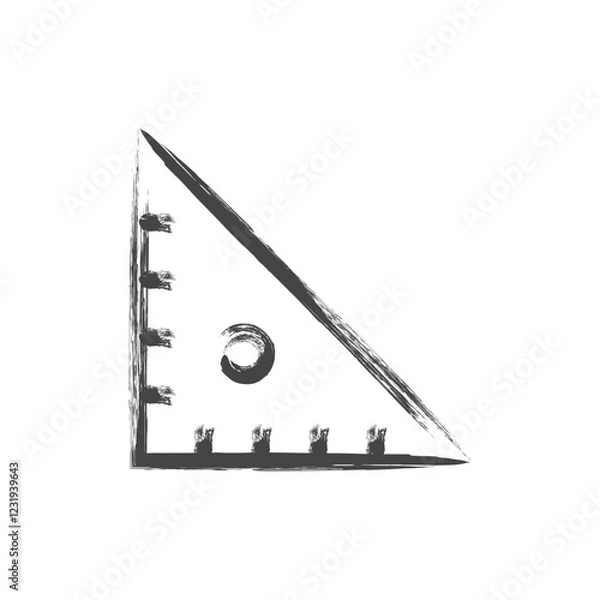 Fototapeta 筆書き学校道具関連の単品アイコン　三角定規