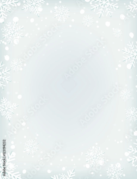 Obraz Blank winter background with snow and snowflakes.