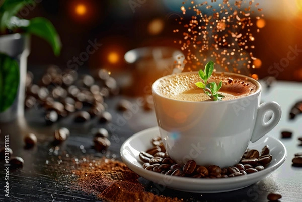 Obraz People working on coffee production in a coffee shop, Generative AI