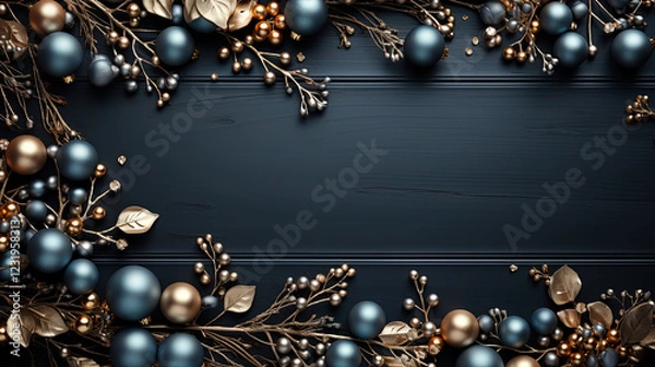 Fototapeta Christmas frame of tree branches
