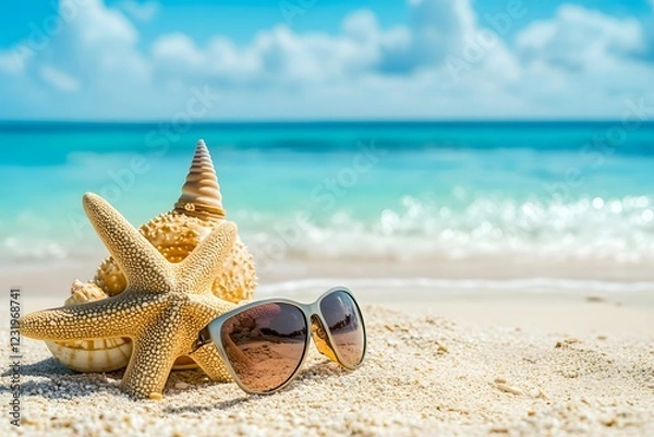 Fototapeta starfish on the beach , Generative AI	