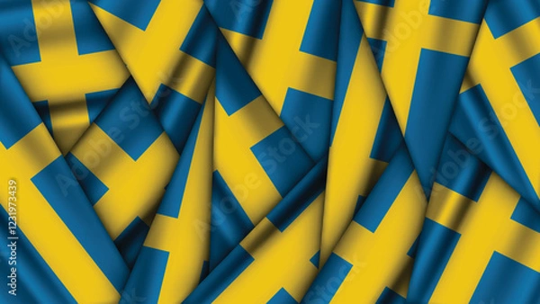 Fototapeta Set of SWEDEN Flags Stacked on Top of Each Other