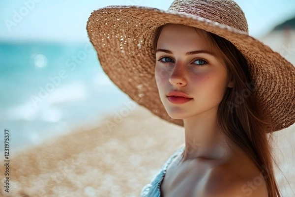 Fototapeta portrait of a woman in a hat , Generative AI	