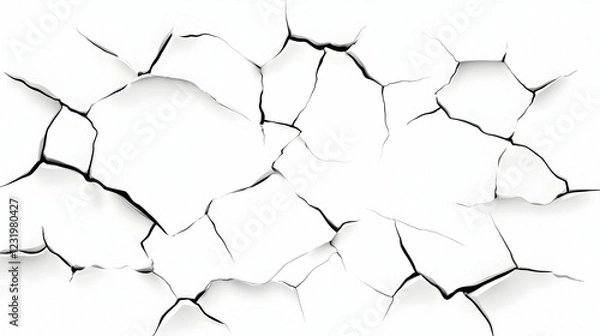 Fototapeta Cracked white surface texture; background for design