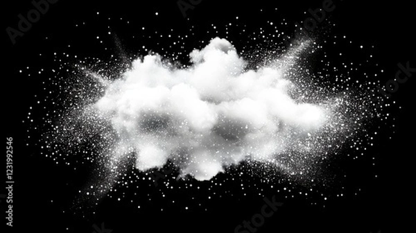 Fototapeta Stunning 4K AI-generated cloud burst with sparkling effects in a dark background